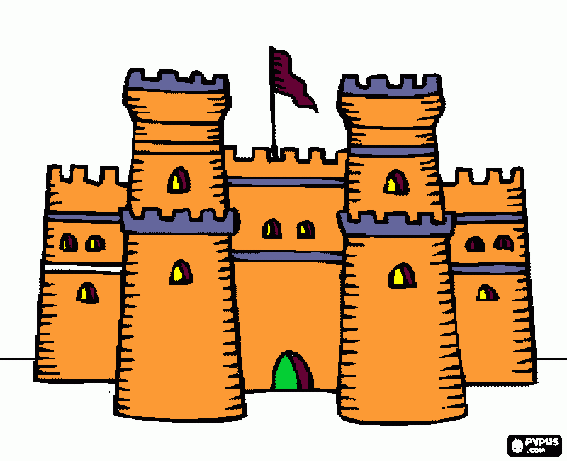 castillo de banderas para colorear