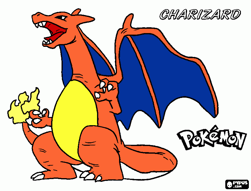 Charizard Cuarto Pokemon De Ash De Tipo Fuego Volador para colorear