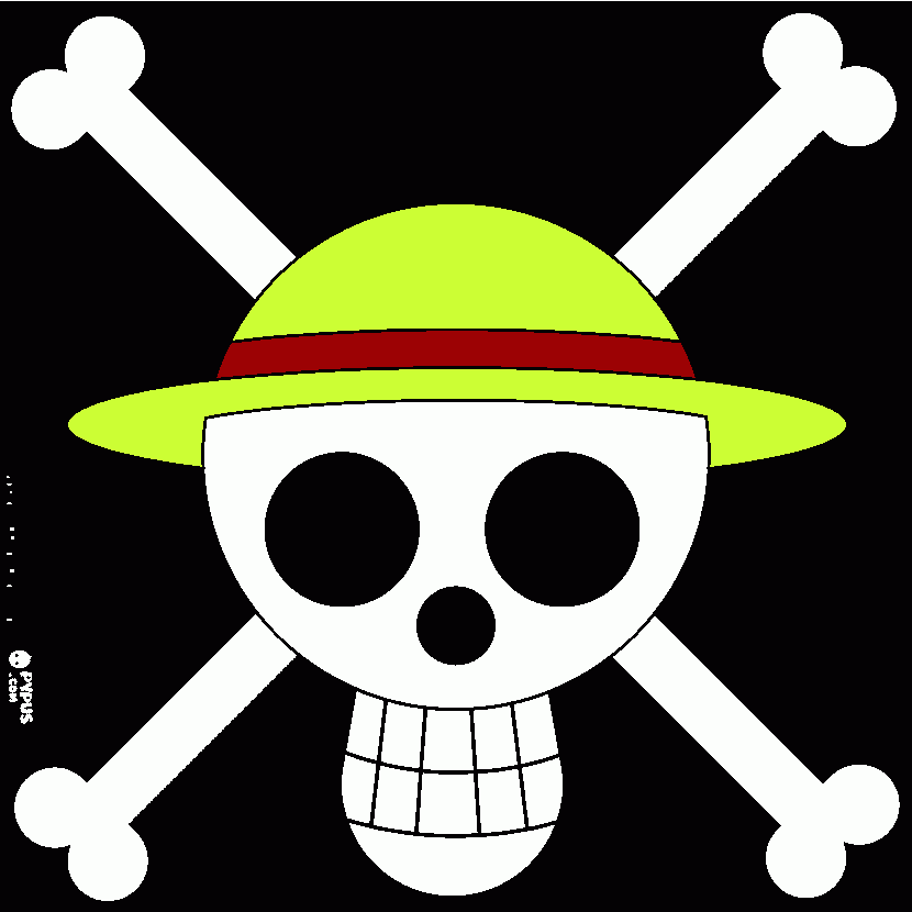 dibujo logo de One Piece coloreado, de los Piratas del sombrero de paja para colorear