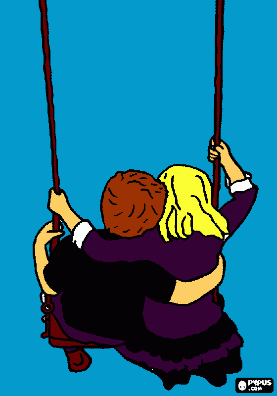 dos niños muy pero muy enamorados entre para colorear