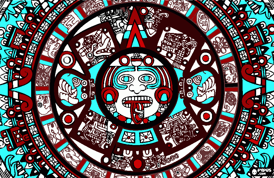 Es el calendario azteca  para colorear