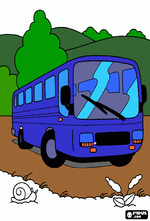 es un autobus de montaña tiene el parabrisas en marcha . para colorear