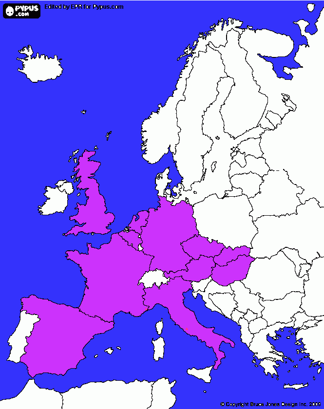 Europa juntos mapa para colorear