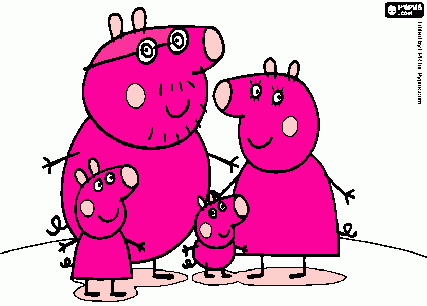 familia pepe pig para colorear