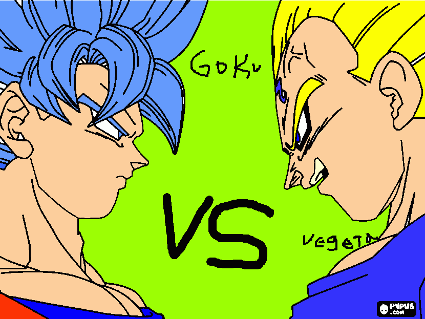 goku y vegeta vs para colorear