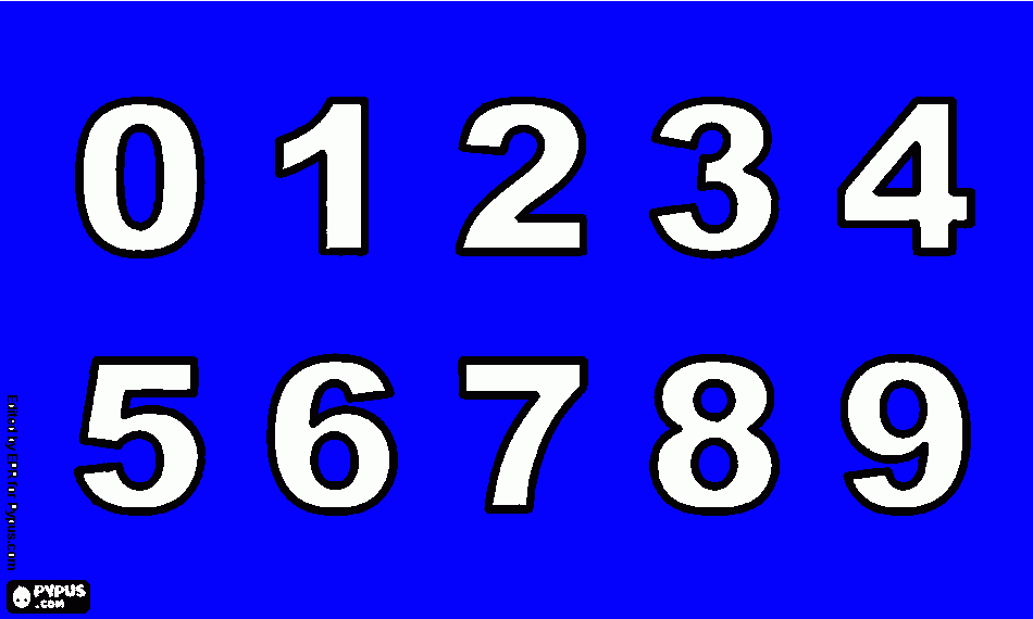 Heredia los números del 0 al 9 para colorear