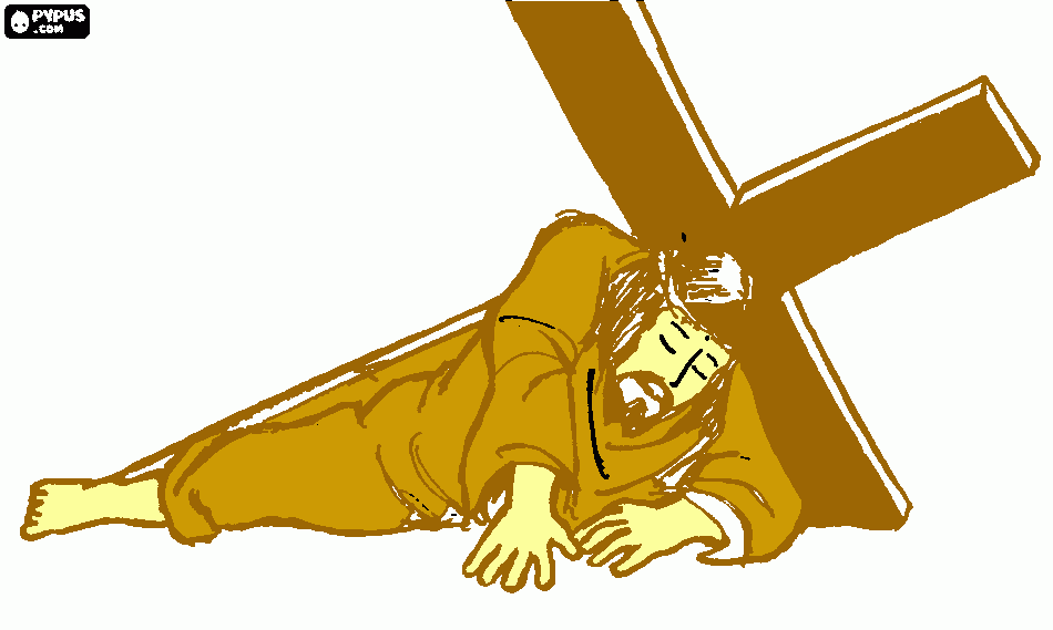 la cruz con jesus para colorear