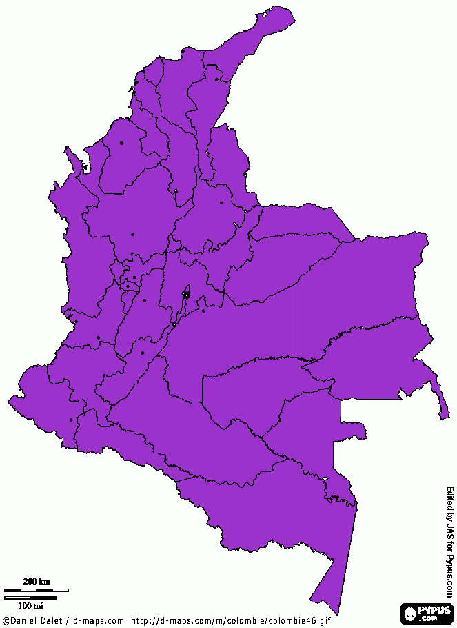Mapa Agresión Verbal en Colombia para colorear