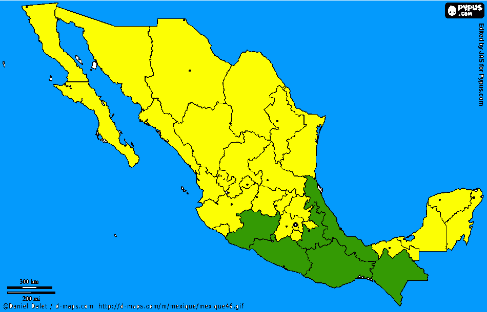 Mapa de la republica mexicna para colorear