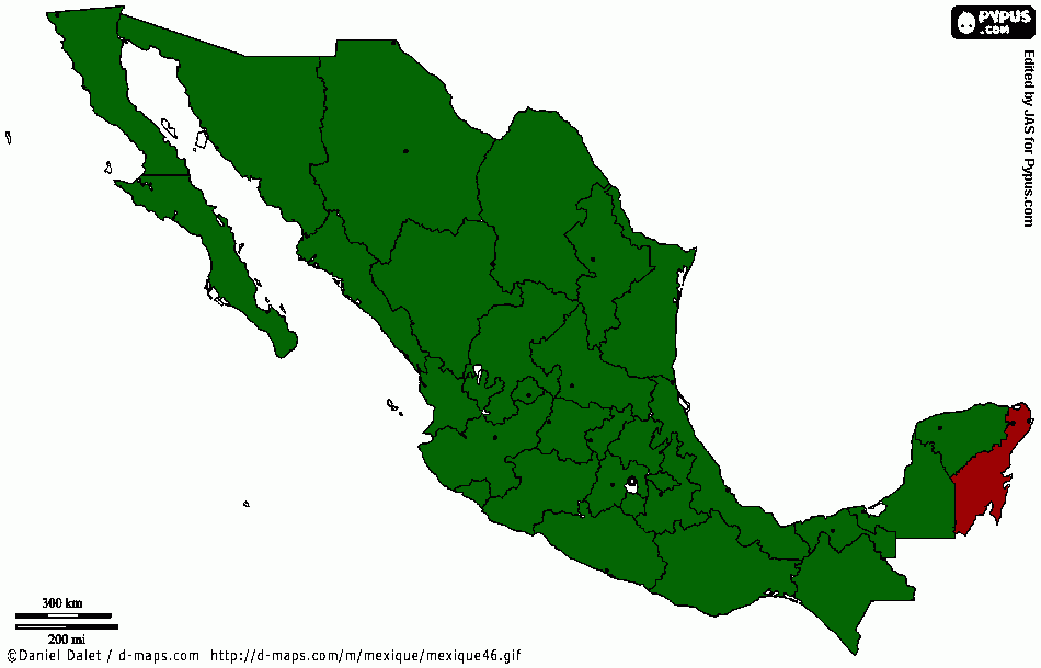 mapa de república de yuca-tan  para colorear