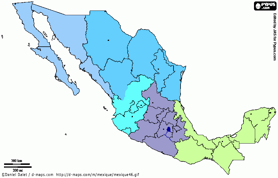 Mapa Nielsen de México para colorear