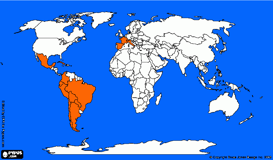 Mapa Viajes por el Mundo para colorear