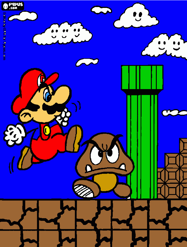 Mario y el goomba para colorear