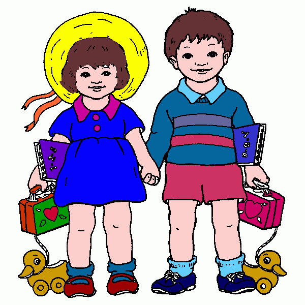 Niña y niño para colorear