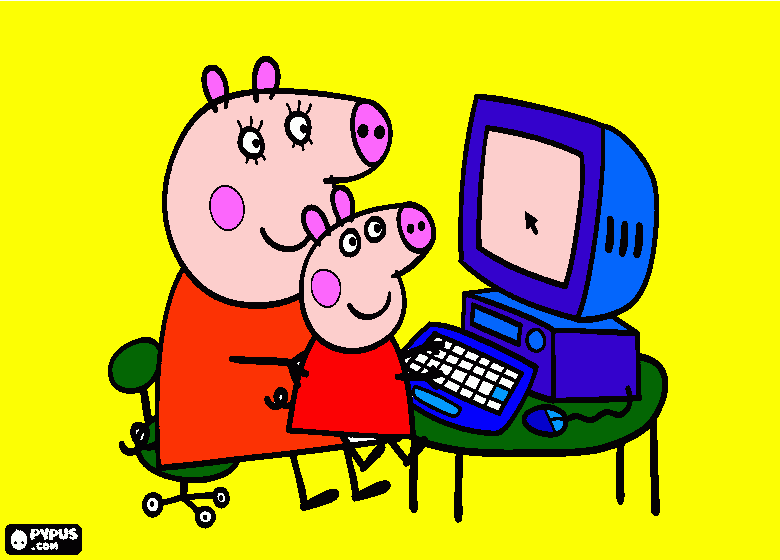 peppa y mama pig para colorear