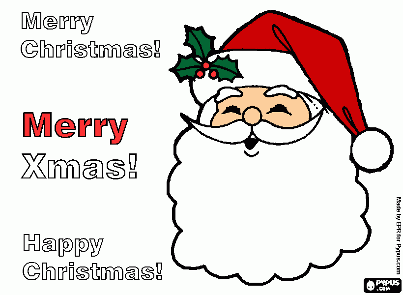 Prueba Postal Navidad con la cara de Santa Claus para colorear