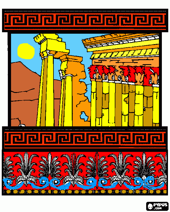 templo grecia para colorear