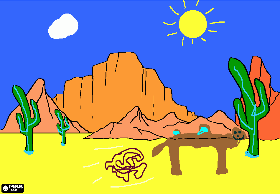 Un Dia en un Desierto para colorear