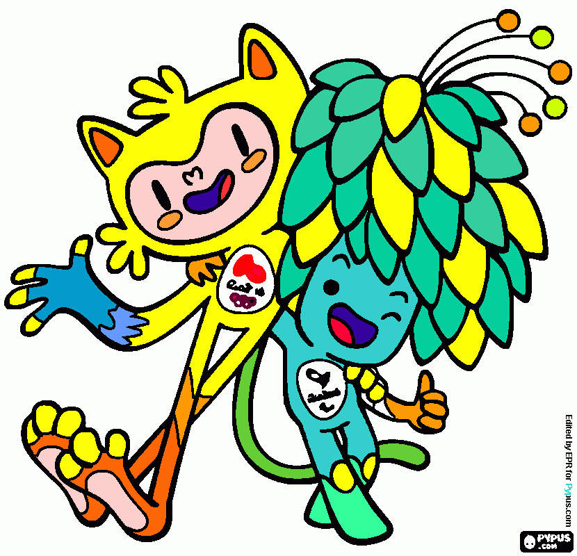 Vinicius y Tom mascota Rio 2016 para colorear
