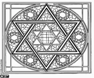 Colorear Adorno geom�trico jud�o en base a la Estrella de David