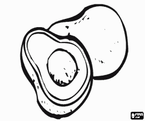 Colorear Aguacate o palta, fruto entero y fruto partido por la mitad con la semilla