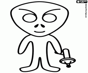 Colorear Alien�gena o extraterrestre con una arma