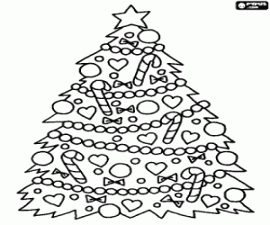 Colorear �rbol de Navidad lleno de adornos