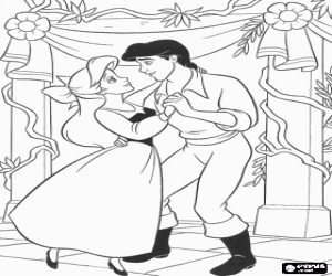 Colorear Ariel, la sirenita, bailando con su enamorado el pr�ncipe Eric
