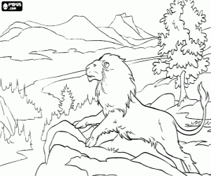Colorear Aslan, el legendario le�n creador del pa�s de Narnia