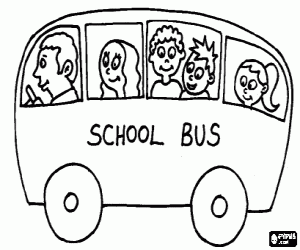 Colorear Autobus escolar con  pasajeros