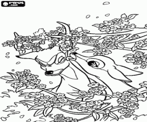 Colorear Bambi y Faline enamorados
