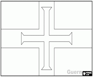 Colorear Bandera de Guernsey o Guernesey, dependencia de la Corona Brit�nica en el canal de la Mancha