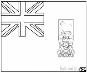 Colorear Bandera de las islas Malvinas, territorio brit�nico de ultramar en el oc�ano Atl�ntico Sur
