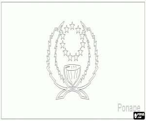 Colorear Bandera de Pohnpei o Ponape, uno de los Estados Federados de Micronesia