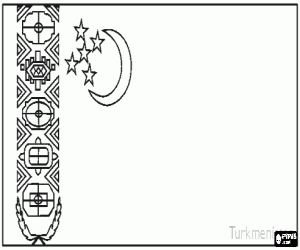 Colorear Bandera de Turkmenist�n o Turkmenia 
