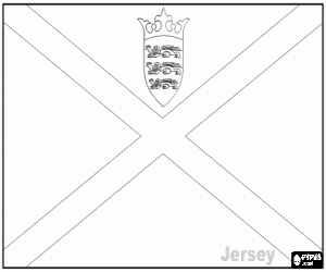 Colorear Bandera del Bailiazgo de Jersey, dependencia de la Corona Brit�nica en la costa de Normand�a