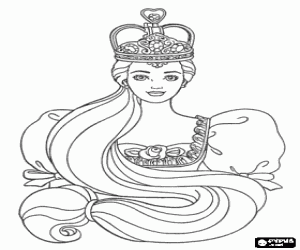 Colorear Barbie con una hermosa corona de reina o princesa