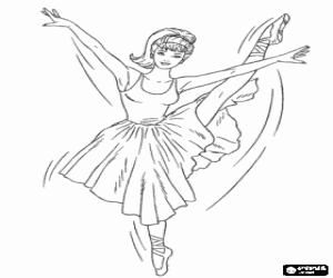 Colorear Barbie practicando un paso de ballet con la pierna arriba