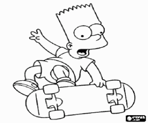 Colorear Bart Simpson cayendo del monopat�n o skateboard