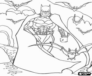 Colorear Batman caminando junto con sus amigos, los murci�lagos