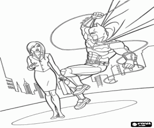 Colorear Batman en acci�n, salvando a una mujer