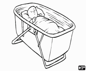 Colorear Beb� durmiendo tranquilamente en su cuna de viaje