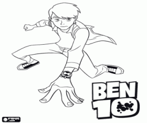 Colorear Ben Tennyson o Ben 10 es el protagonista de las aventuras del Omnitrix