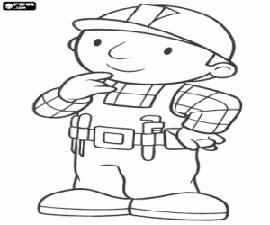 Colorear Bob el Constructor pensativo para encontrar una soluci�n