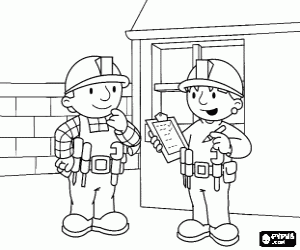 Colorear Bob el constructor y su socia Wendy organizando los trabajos del d�a