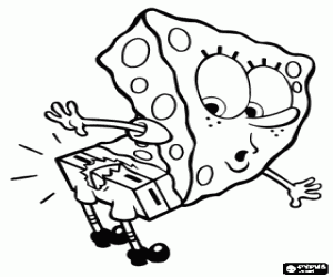 Colorear Bob Esponja sorprendido al ver que tiene los pantalones rotos