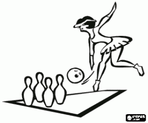 Colorear Bolos o bowling - Jugadora lanzando la bola hacia los bolos