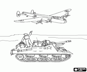Colorear Bombardero y tanque