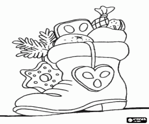 Colorear Bota llena de dulces navide�os