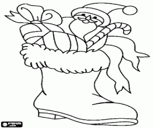 Colorear Bota navide�a llena de regalos